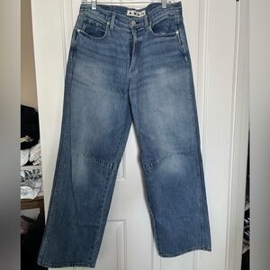 EUC AMO Womens Sandra Baggy Relaxed Straight Blue Denim Jeans size 28